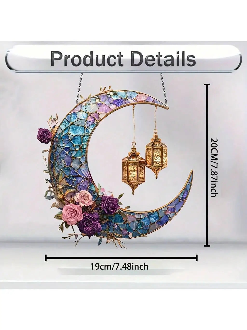 1PCS Moon Lantern Outdoor Decoration Pendant Suitable for Window Decoration Religious Gifts Living Room Decora (Non Luminous)