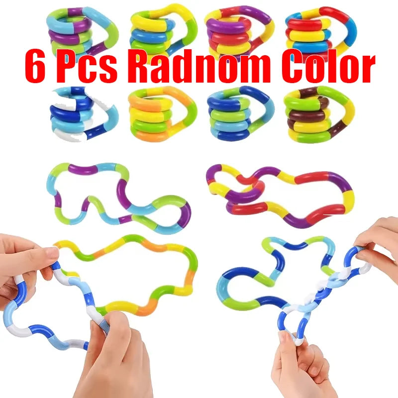 Sensory Fidget Toys -  Multicolor Twisty Fidget Toys Stress Relief, Decompression - Squeeze, Twist, Chain Spinner Alternative Gi