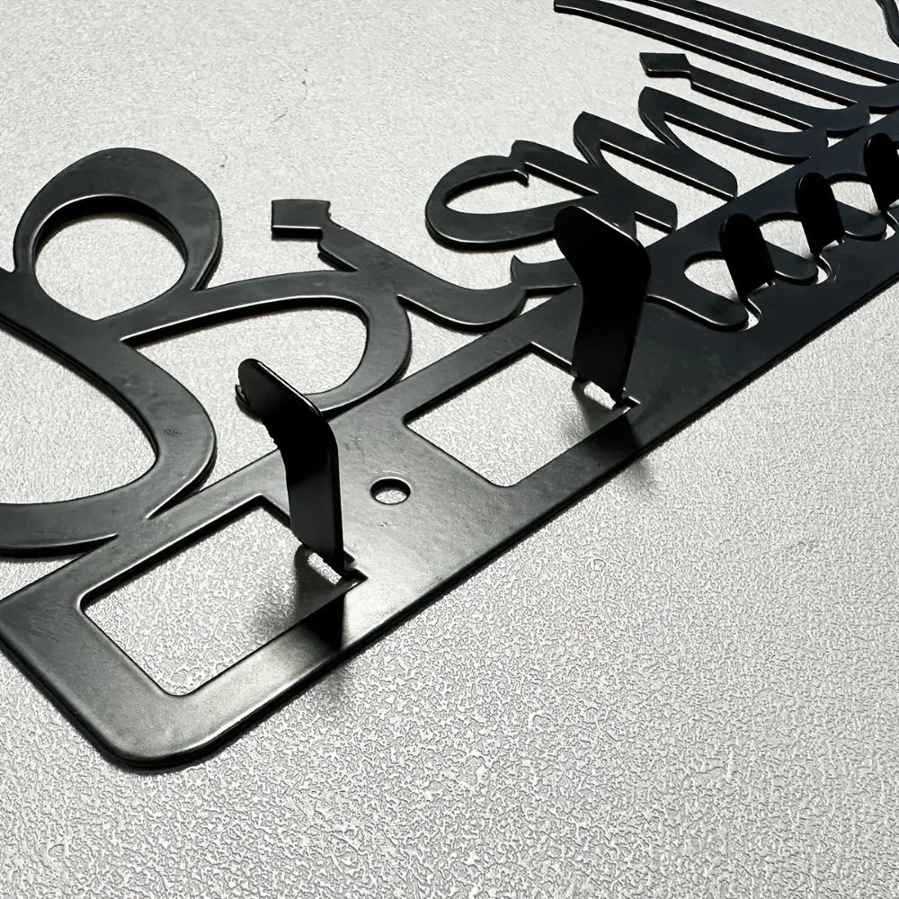 Charming Islamic Metal Key Holder & Wall Art - Arabic Calligraphy Decor with Rustic Finish, Ideal Muslim Gift for Home