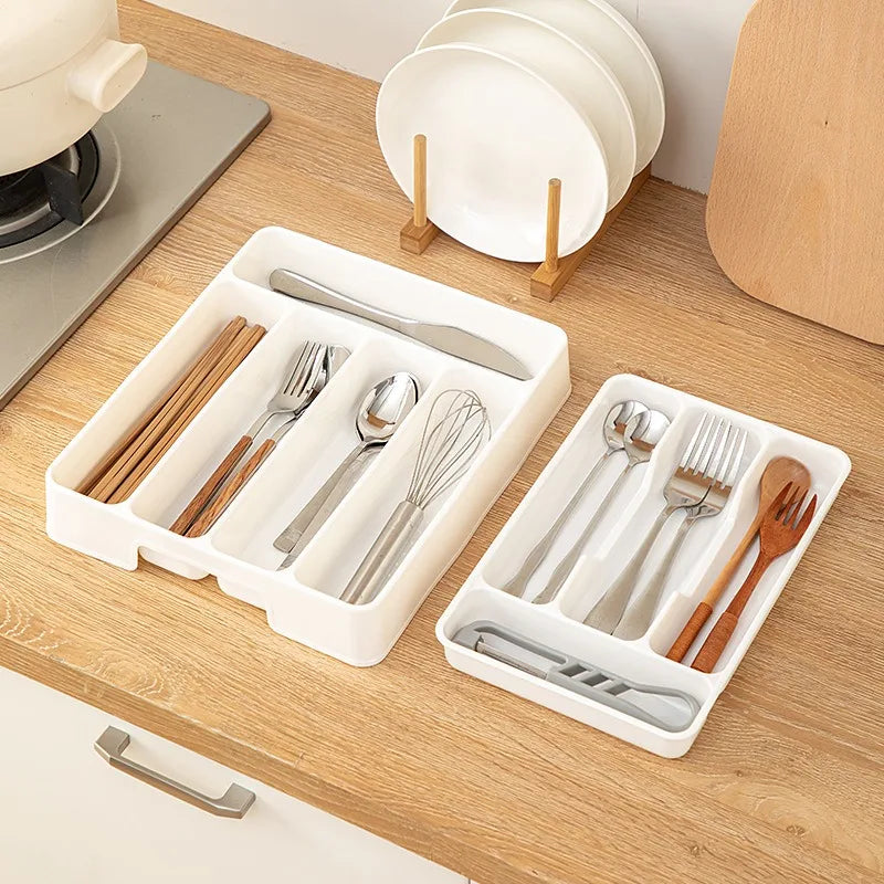 4/5 Grid Kitchen Cabinets Chopsticks And Tableware Storage Box Knife Fork Spoon Divider Organizer Knife Fork Drawer Storage