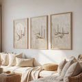 3 teile/satz Islamischen Koran Vers Zitat Leinwand Druck Poster Beige und Braun Abstrakte Ramadan Muslimischen Kunstdrucke Wand Kunst Wohnkultur