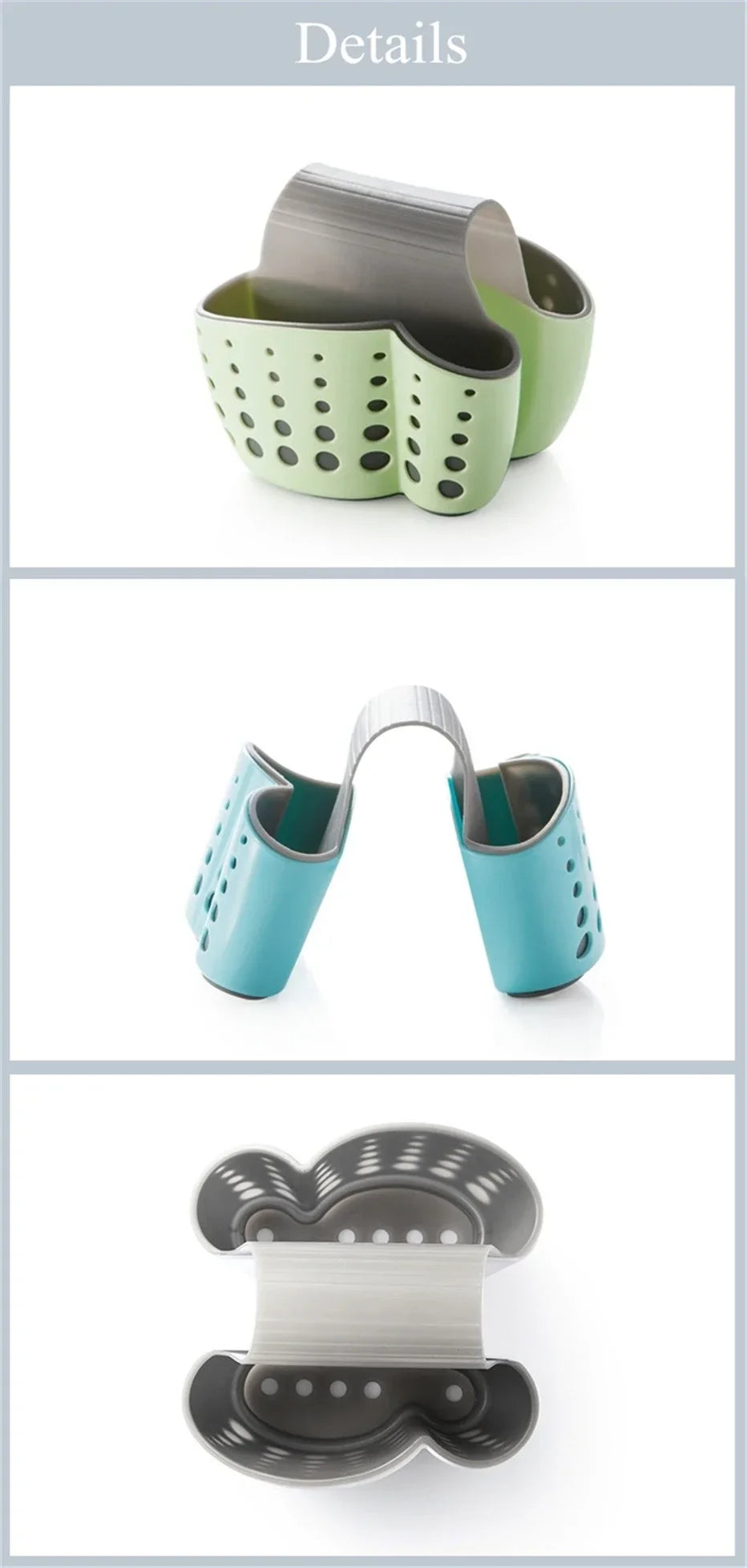 2 Sided Kitchen Sponge Drain Rack Sink Scouring Pad Hanging Storage Basket Cleaning Brush Holder Soap Organizer Shelf