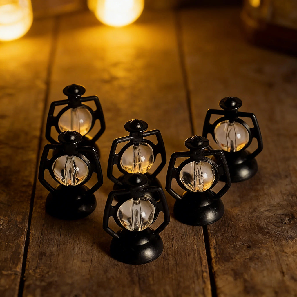 10Pcs Dollhouse Retro Pony Lantern Simulation Cande Light Night Light Doll House Miniature Kerosene Lamp Home Decor