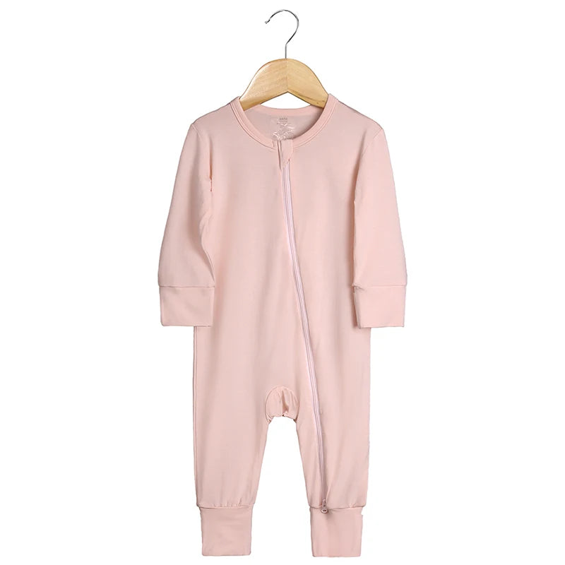 2026 Newborn Baby Bamboo Fiber Romper Solid Breathable Long Sleeve Clothes For 0-24M Boy Girl Jumpsuit Infant Loungewear Pyjamas