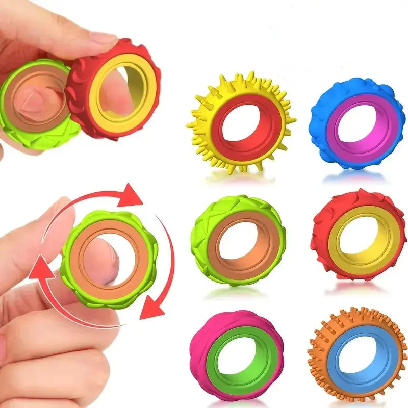Rotating Fidget Ring Sensory Finger Spinner Anti-Anxiety Stress Relief Toys for Adults ADHD Autism Quiet Classroom Prizes Gifts