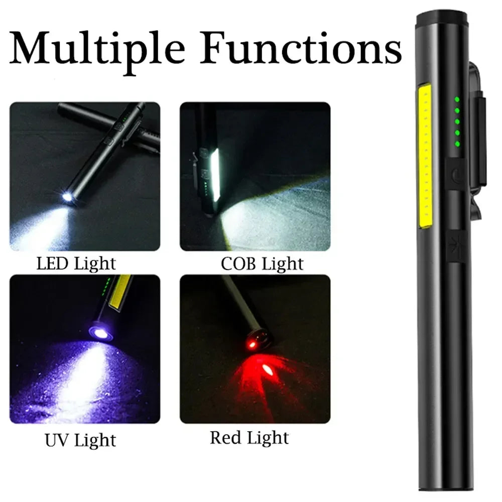 KDULIT 4 in 1 Multifunctional LED Pen Flashlight Built in 800mah Battery USB Rechargeable with Magnetism Work Repair Lantern
