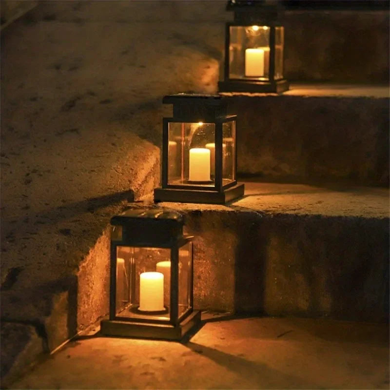 Solar Palace Lantern Hanging Candle Lamp Outdoor LED Waterproof Lights for Garden Patio Yard Lawn Landscape Vintage Lantern Deco