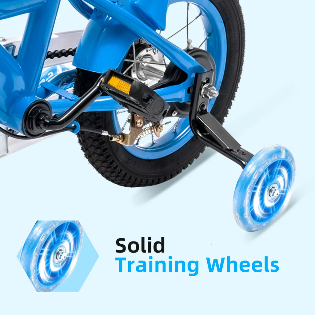 12-inch Stable Cycling Blue Kids Bike Children Bicycle Reliable Braking System Soft Cushion for Infants 2-4 Years