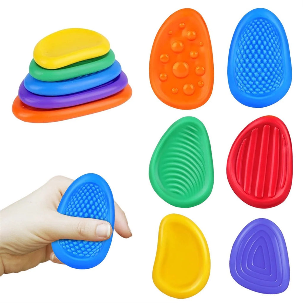 6Pcs Fidget Toys Sensory Stone for Kids Textured Soft Worry Stone for Autism Quiet Fidgets Stress Items Anxiety Relief Gift