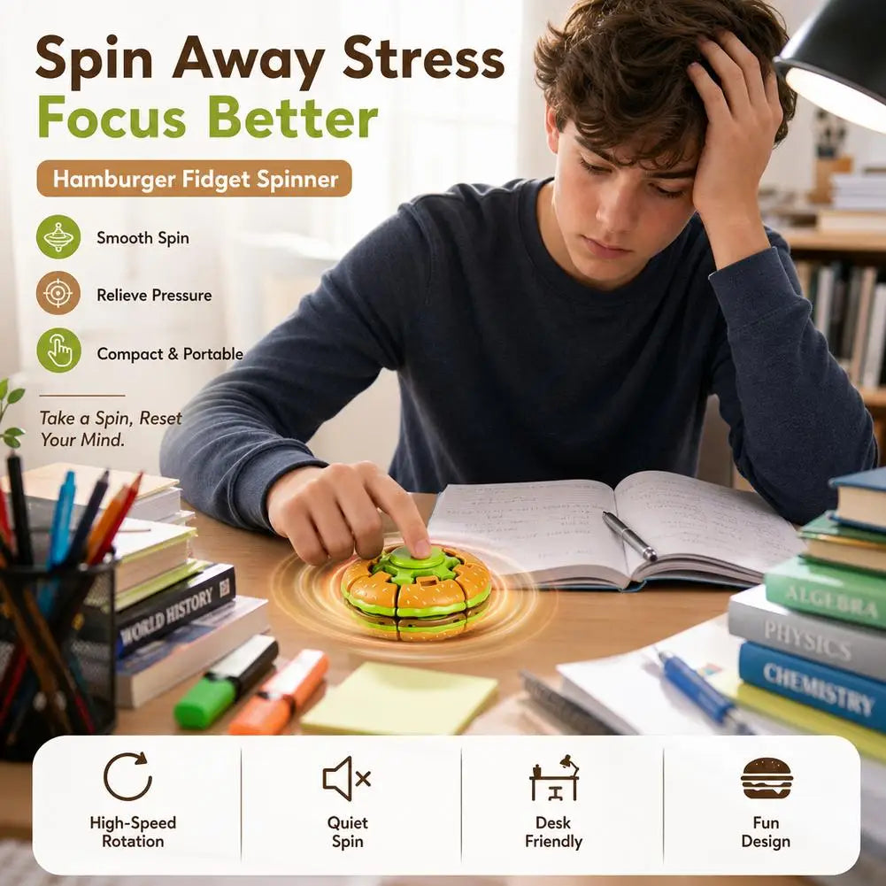 Burger Fidget Spinner Toy Creative Deformation Sensory Stress Relief Toy Cute Food Spinner Fingertip Decompression
