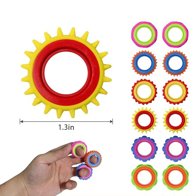 6PCS Rotating Fidget Ring for Kids Sensory Finger Spinner Anti Anxiety Autism ADHD Quiet Stress Relief Gifts Classroom Prizes