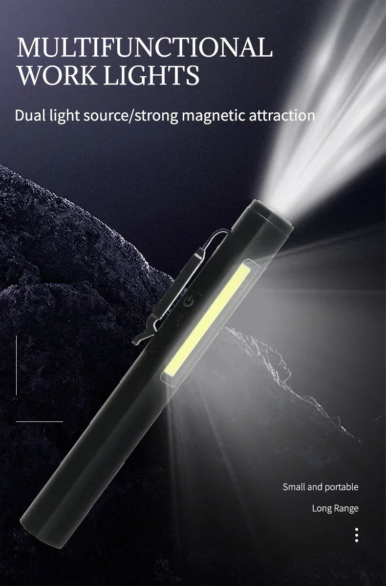 KDULIT 4 in 1 Multifunctional LED Pen Flashlight Built in 800mah Battery USB Rechargeable with Magnetism Work Repair Lantern