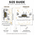 Kaaba Mecca Sketch Islamic Wall Decal, Shahada Kalima Wall Sticker with Allah Muhammad Calligraphy, Removable Muslim Home Decor
