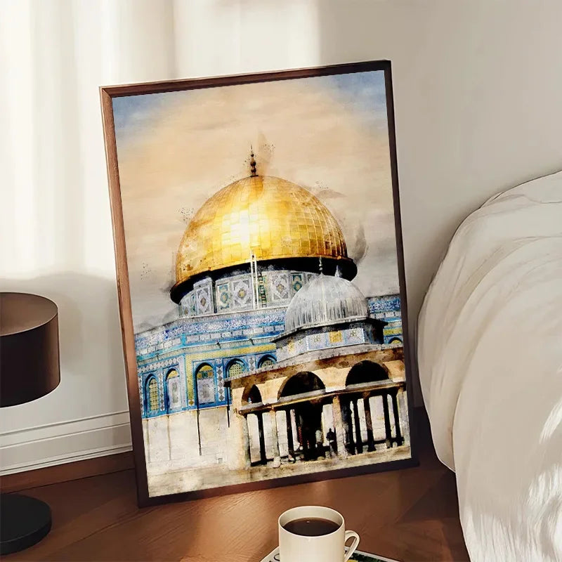 Islamic Masjid Mosque Allah Mecca Medina Kaaba Sacred Place Posters Canvas Painting Print Wall Art Pictures Living Room Decor