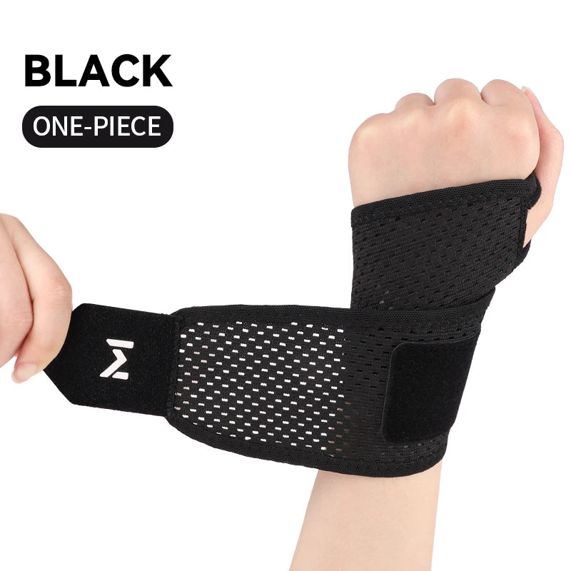 1pc Adjustable Wrist Strap Sports Wrist Support Brace Black Weightlifting Wristband For Men & Women Badminton Tennis Gym