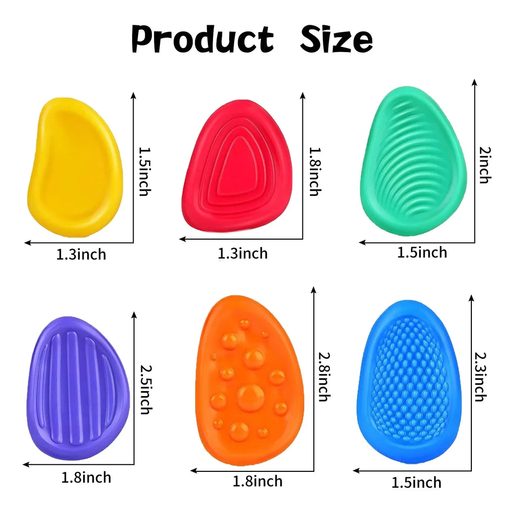 6Pcs Fidget Toys Sensory Stone for Kids Textured Soft Worry Stone for Autism Quiet Fidgets Stress Items Anxiety Relief Gift