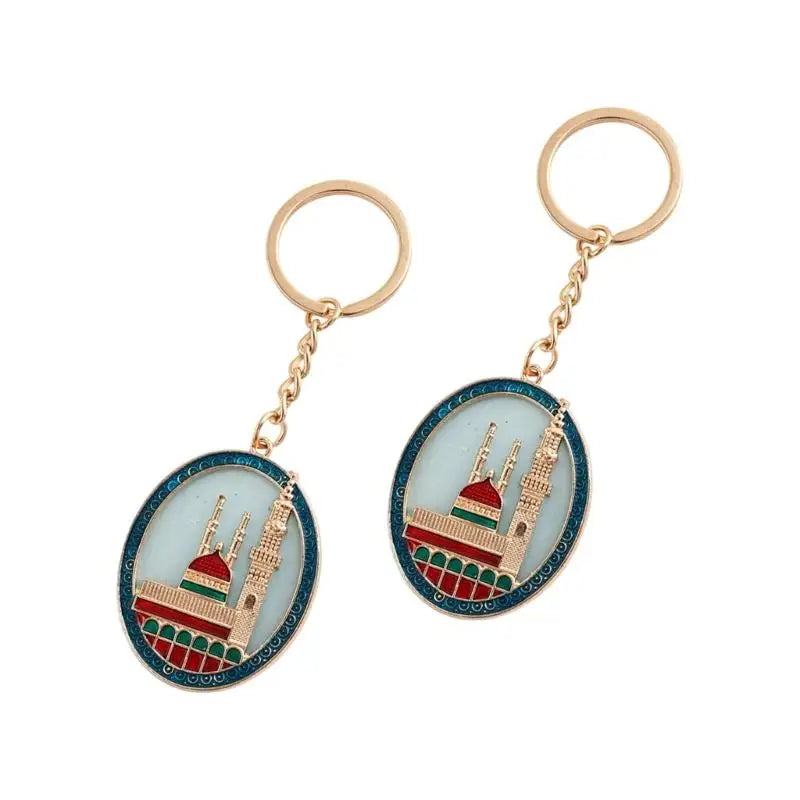 A52E Islamic Cultural Keyrings Decorative Mosque Motifs Accessories for Holy Event