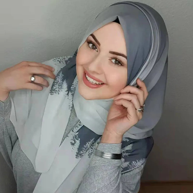 Islamic Scarf Women Luxury Blue Chiffon Hijab Abaya Hijabs For Woman Abayas Jersey Muslim Dress Turbans Head Instant Head Wrap