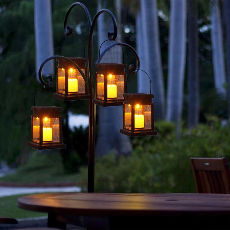 Solar Palace Lantern Hanging Candle Lamp Outdoor LED Waterproof Lights for Garden Patio Yard Lawn Landscape Vintage Lantern Deco