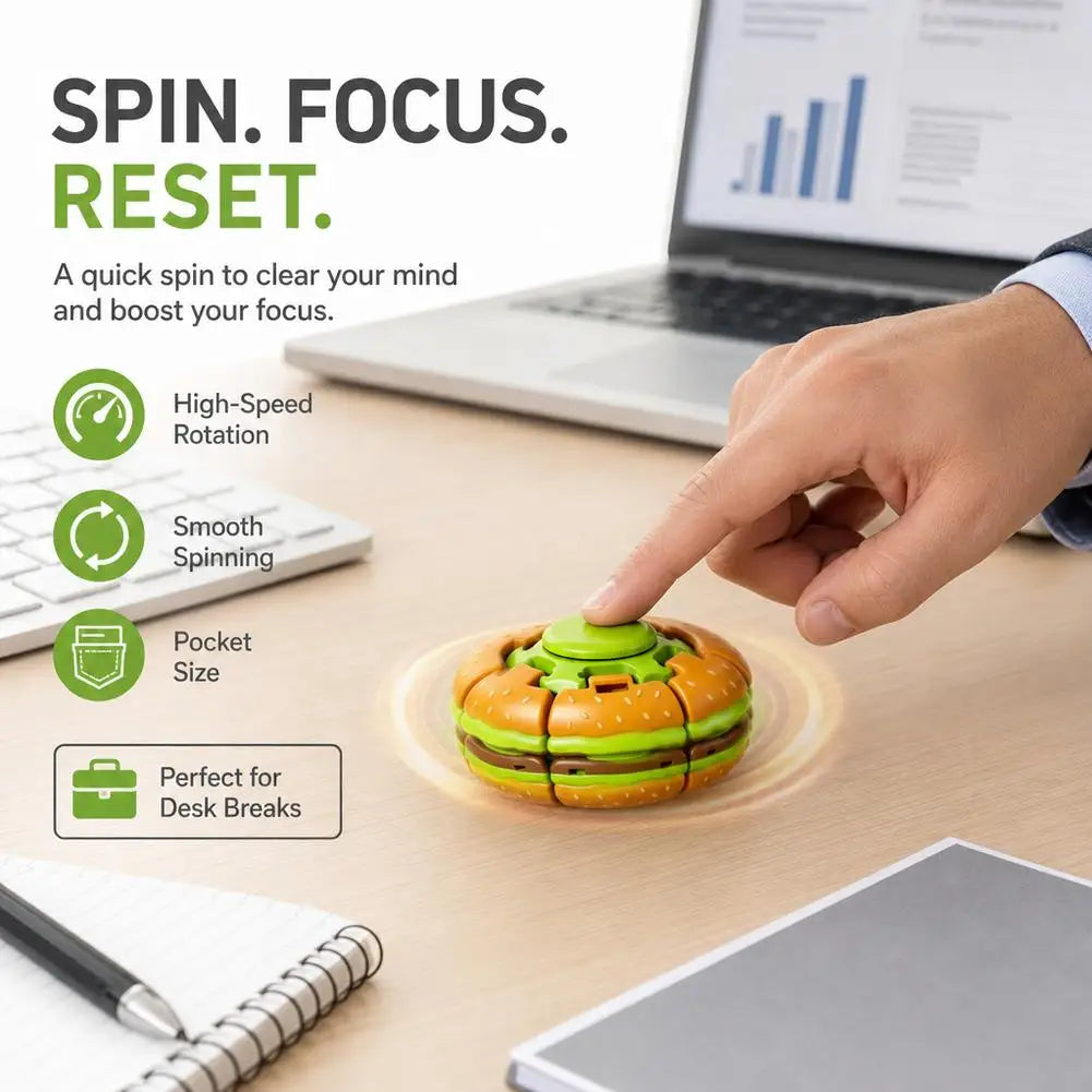 Burger Fidget Spinner Toy Creative Deformation Sensory Stress Relief Toy Cute Food Spinner Fingertip Decompression