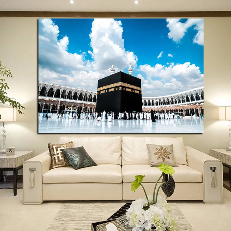 Islamic he Mosque Wall Art Canvas Prints Arbic Kaaba Al Masjid An Nabwi Islamic Canvas Poster Living Room Decor Paintings