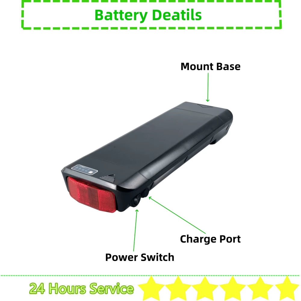 Elcykel 28" City E-bike Battery 36V 10.4Ah 10Ah 12Ah 14Ah Rear Rack Carrier Mounting for Elcykel Kayoba E-legance E-bike Battery