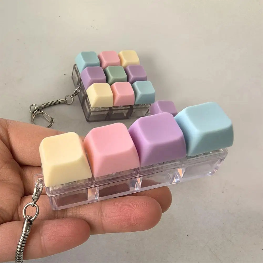 Fidget Decompression 1/4/9 Keyboard Key Toy Anti Stress Finger Keyboard Games For Adults Antistress Toys Boys Girls Keychain