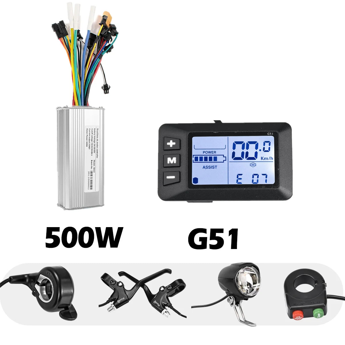 24V 36V 48V 60V Electric Bike Brushless Controller with LCD Display E-bike Accessories Parts E-Scooter 500W S886 S830 G51 S866