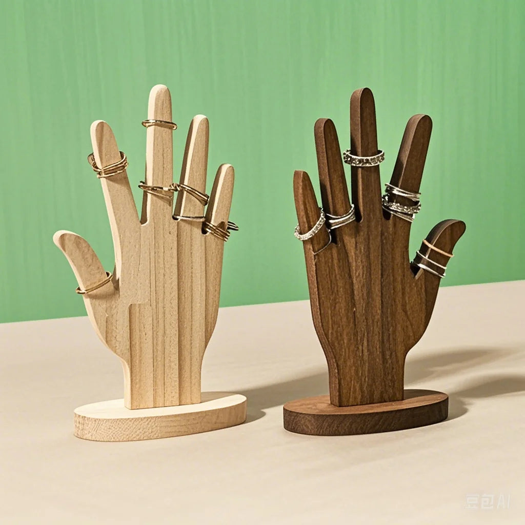 Handförmiger Schmuckständer, Multifunktionales Schmuckregal, Fingerhand-Display für Armbänder, Holzringhalter, Handringhalter