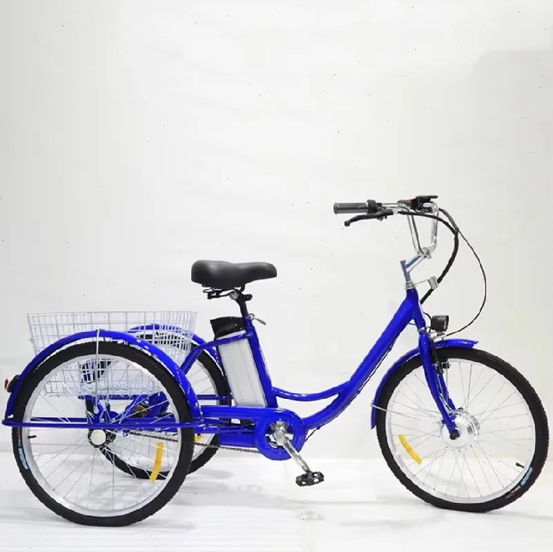 24 Inch Electric Tricycle 3 Wheels For Adults Removable Battery 350W 36V Family e Bike For Old People Blue/White/Black