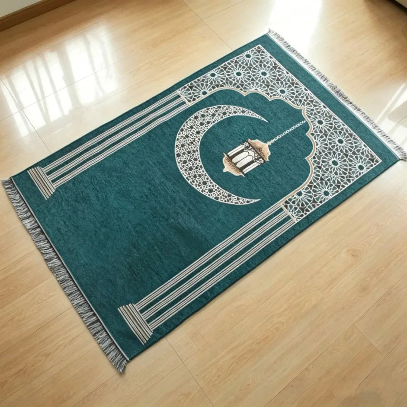 Islamic Floral Prayer Mat, Easy-to-clean Muslim Worship Rug, Foldable Skin-friendly and Wear-resistant Kneeling Blanket
