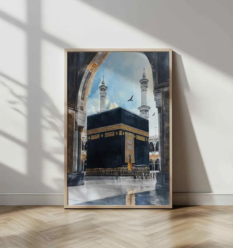 1/3pcs Islamic Mosque Architecture Watercolor Painting Canvas Print Muslim Arabic Calligraphy Wall Art Poster Modern Home Decor