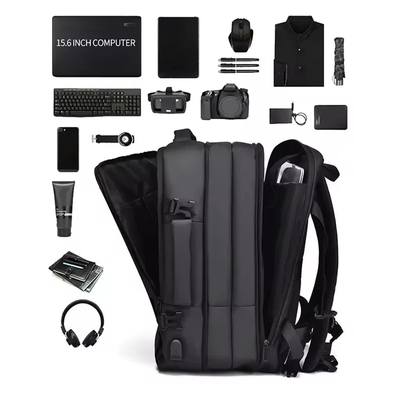 Weixier 16-Zoll-High-End-Rucksack für Herren mit großem Fassungsvermögen, Computertasche, High-End-Business-Tasche, erweiterbarer Rucksack, Hexe, USB