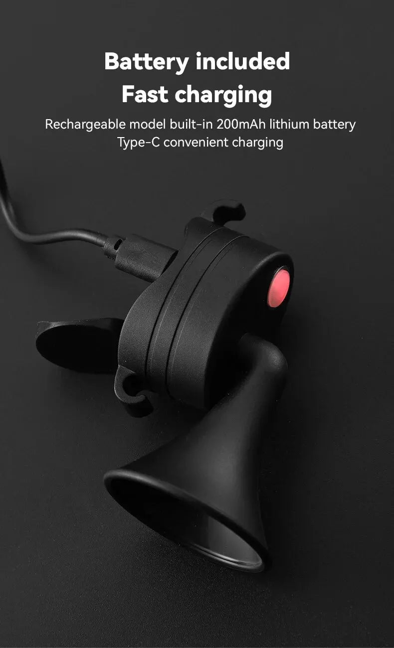 Bicycle Electronic Horn E-Bike Horn 120dB Loud Warning Sound USB Rechargeable IPX4 Waterproof Scooter Road Mountain Bike Bell