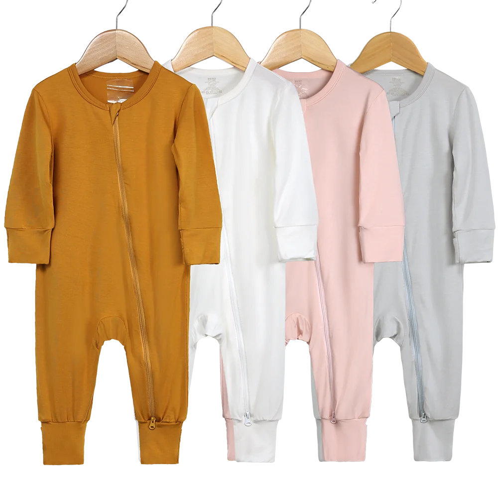 2026 Newborn Baby Bamboo Fiber Romper Solid Breathable Long Sleeve Clothes For 0-24M Boy Girl Jumpsuit Infant Loungewear Pyjamas