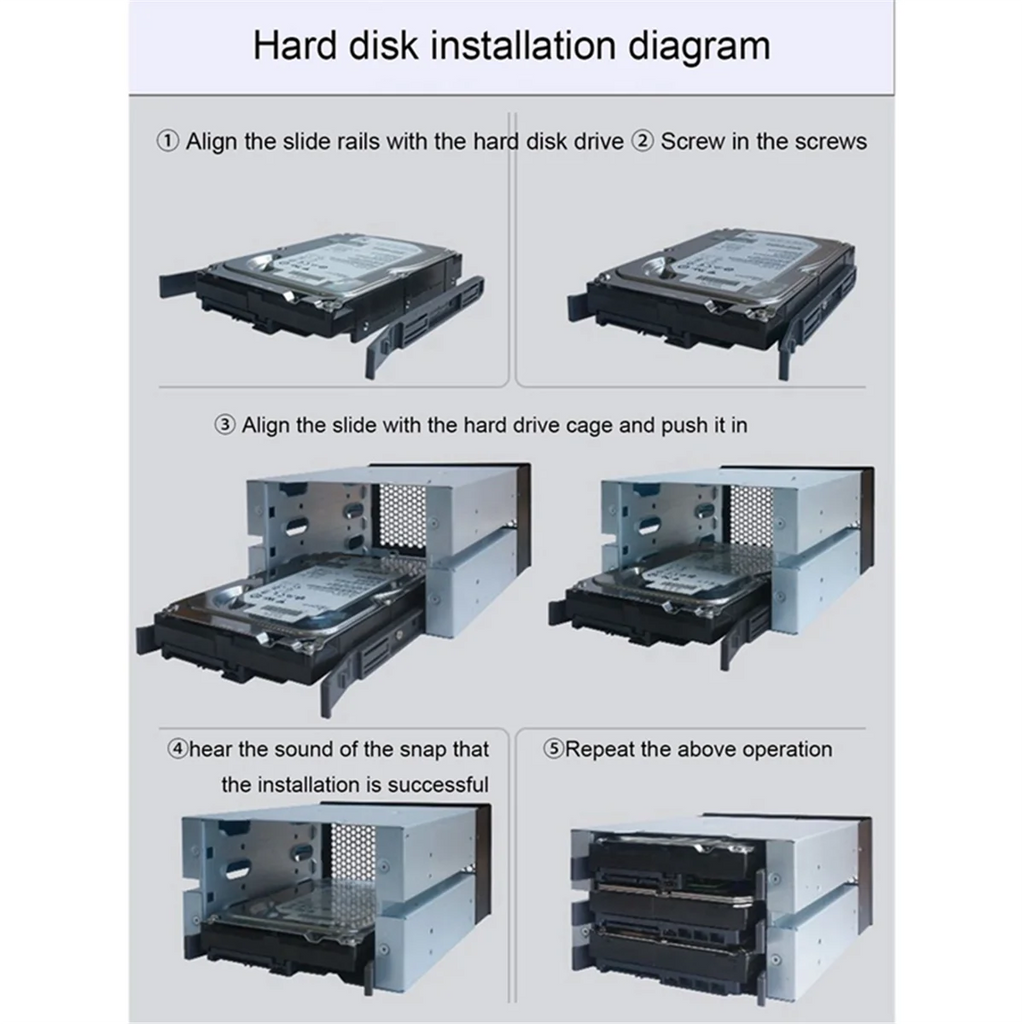3,5 Zoll HDD Cage Rack Hard Driver Tray Festplattenkäfig unterstützt 3 HDD-Festplatten