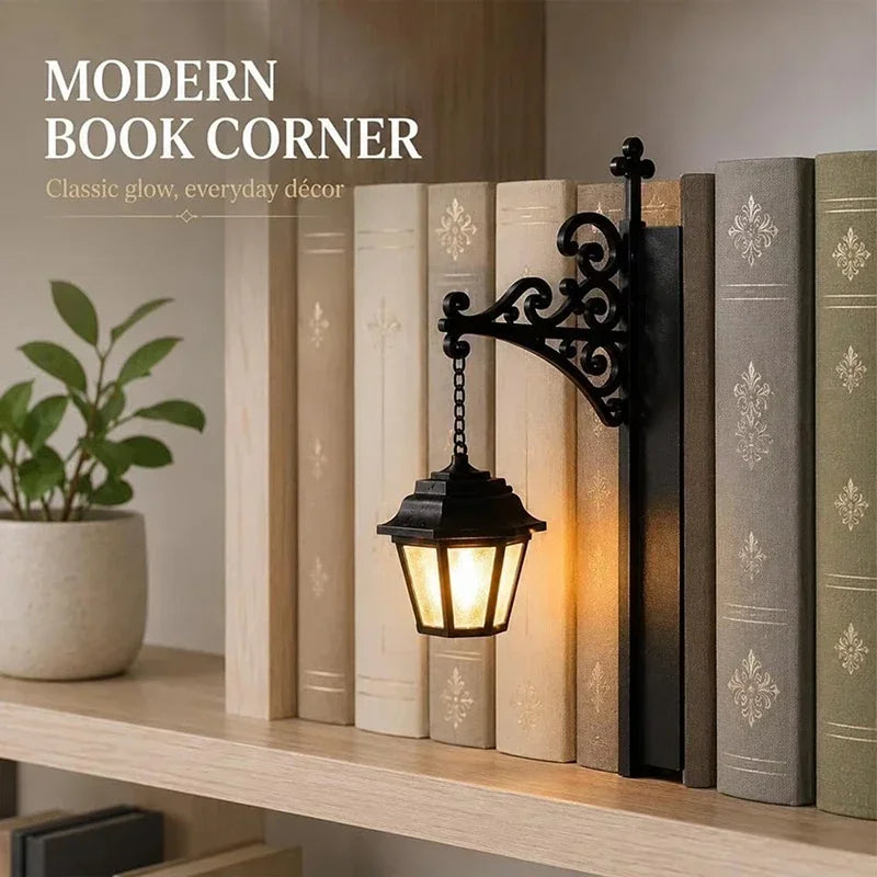 Library Lantern-Decorative Bookshelf Lighting, Reading Book Shelf Lights for Bookworms, Antique Led Books Nook Lamp Ornament