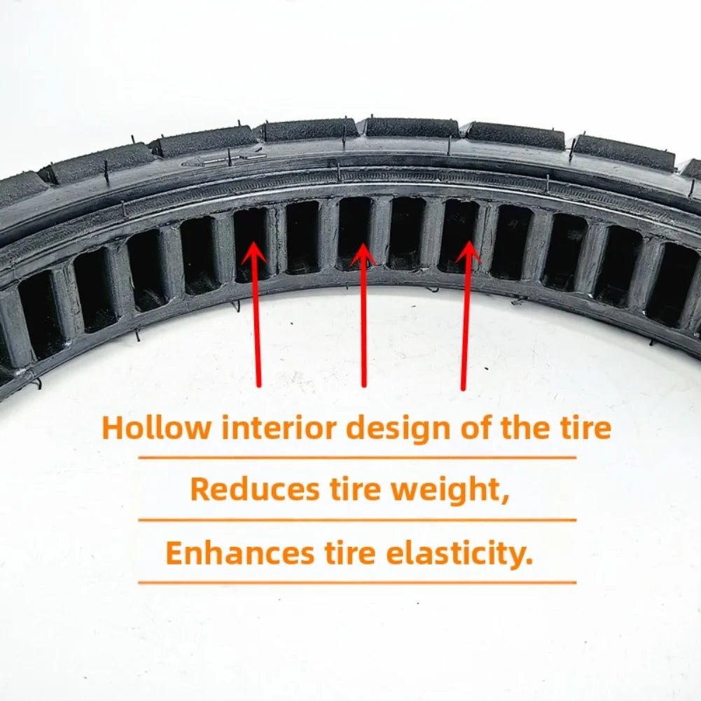 1x E-bike 16x2.5 Rubber Solid Tire Hollow-carved Design No Inflation For 16inches E-Bike Bicycle Parts