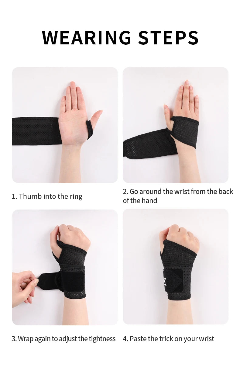 1pc Adjustable Wrist Strap Sports Wrist Support Brace Black Weightlifting Wristband For Men & Women Badminton Tennis Gym