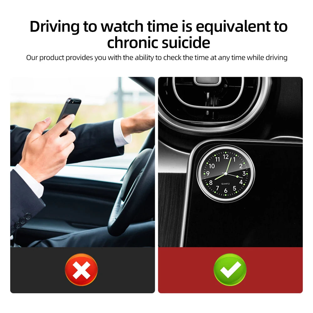 Mini-Autouhr, leuchtend, 5 Farben, Auto-Stick-On-Digitaluhr, Mechanik, Quarz, Motorraduhren, Auto-Ornament, Autozubehör
