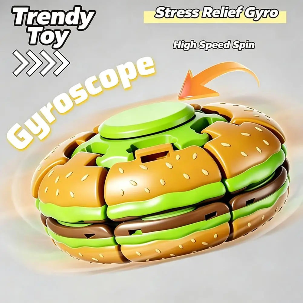 Fidget Burger Gyro Toy Stress Relief Fingertip Spinner Rotating Decompression Gyroscope for Adults