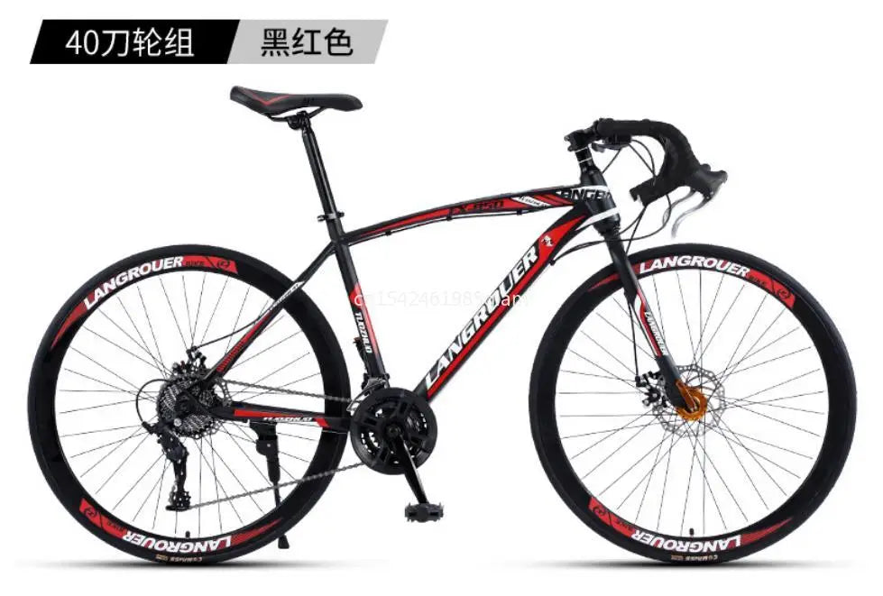 2027Curved handle Road Bike 700C Variable Speed Mountain Bike Student Adult BICYCLE Double Disc Brake Bike Rennrad Carbon