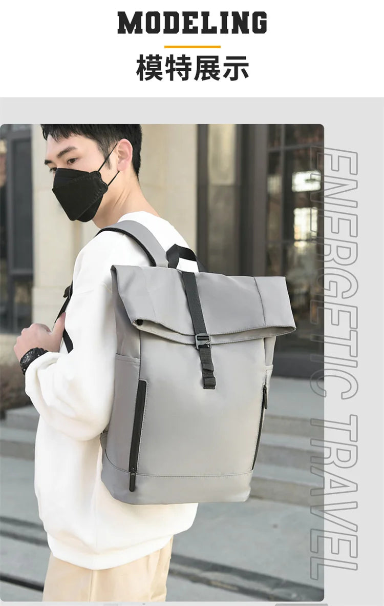 Europa und die Vereinigten Staaten: Neuer Roll-Top-Rucksack für Herren, Business- und Freizeitrucksack mit Rollverschluss.