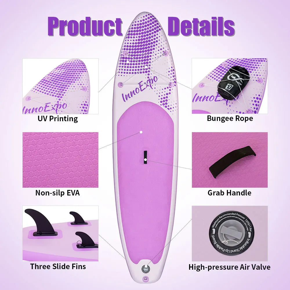 InnoExpo Inflatable Paddling Board Surf Sup Stand Up Paddling Board Non-Slip Water Sport Paddle Board 320*83*15 with Accessories