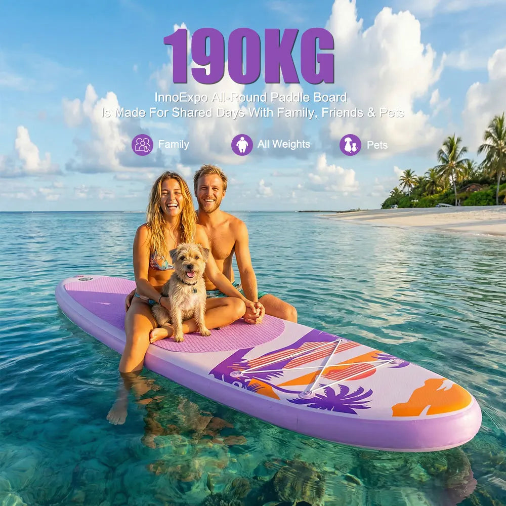 InnoExpo Inflatable Paddling Board Surf Sup Stand Up Paddling Board Non-Slip Water Sport Paddle Board 320*83*15 with Accessories