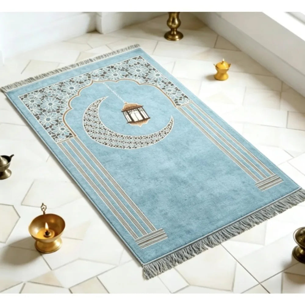 Islamic Floral Prayer Mat, Easy-to-clean Muslim Worship Rug, Foldable Skin-friendly and Wear-resistant Kneeling Blanket