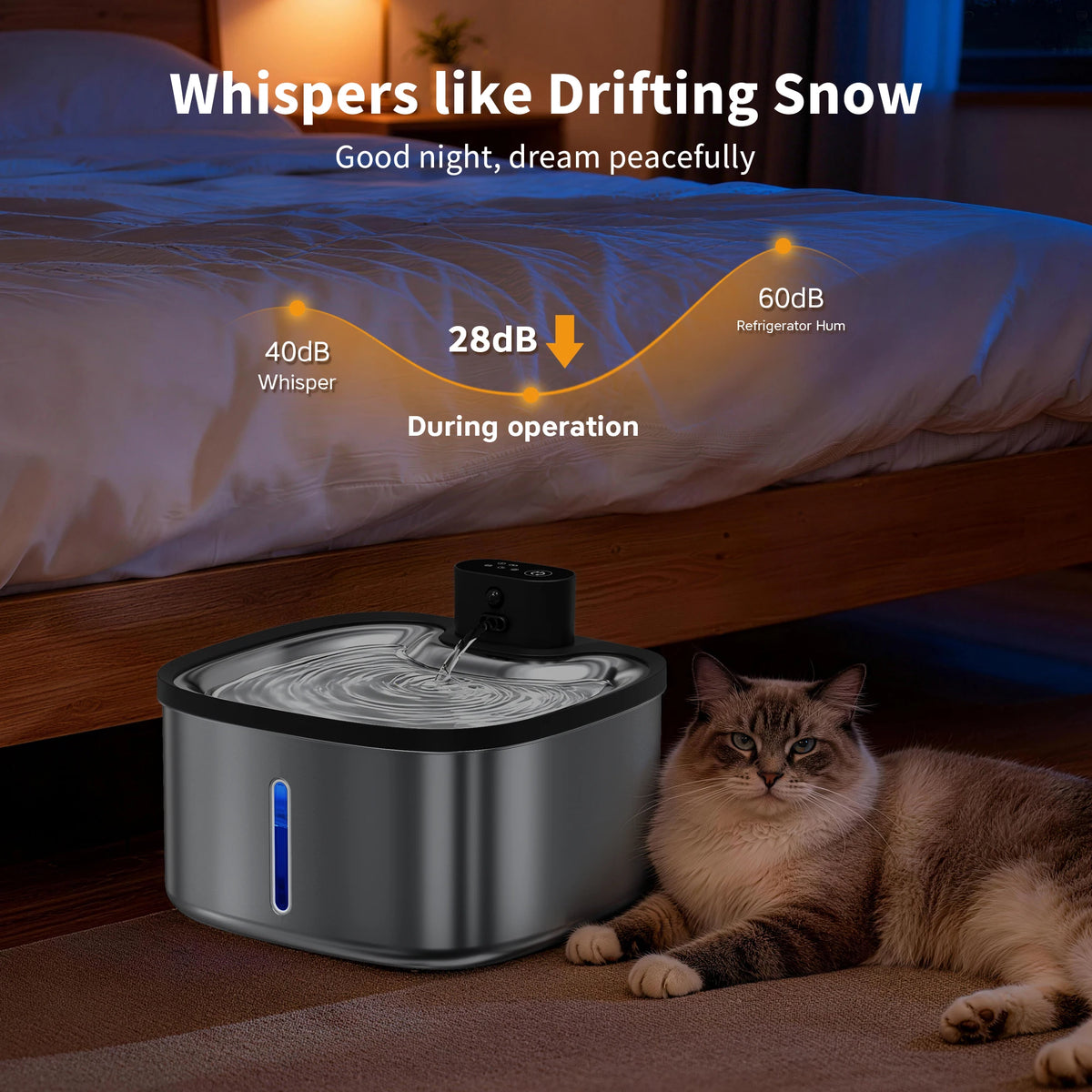 Smart Cat Water Fountain 3.5L Wireless Pet Water Purifier with Motion Sensor Automatic Filtering Large 4000mAh Battery Mute Pump