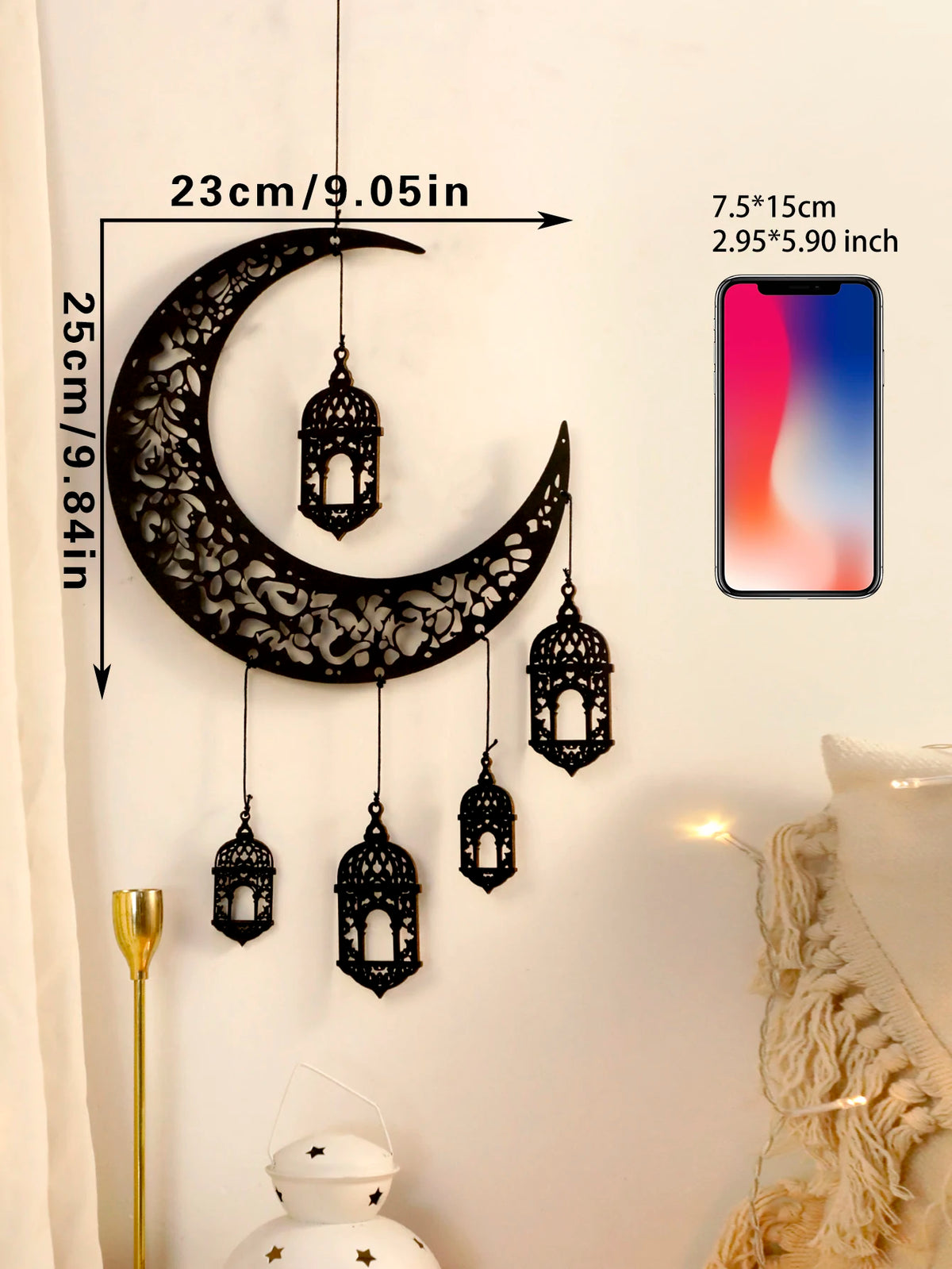 Hohle Mond- und Sternlaterne aus Holz – DIY-Ramadan-Hängedekoration, islamische Eid Mubarak-Festivaldekorationen, Ornament islamische Geschenke