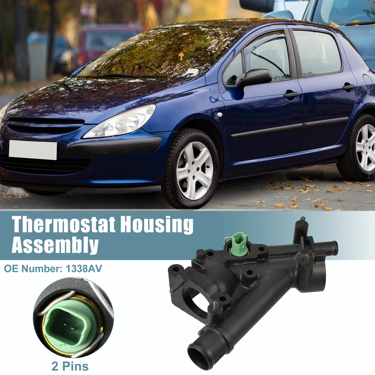 X auto haux auto motor kühlmittel thermostat gehäuse baugruppe teile 1338av für peugeot 2005 2011-2016 auto ersatz zubehör