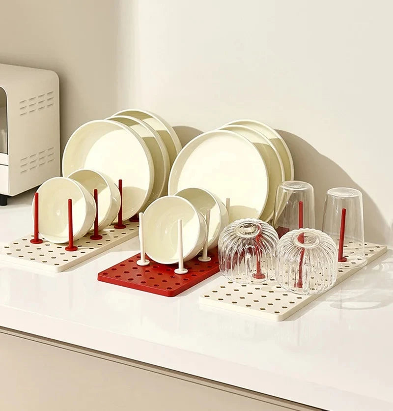 Kitchen Organizer Dish Draining Drying Rack Telescopic Multifunctional Plate Bowl Stand Storage Drawer Space Saving Holder